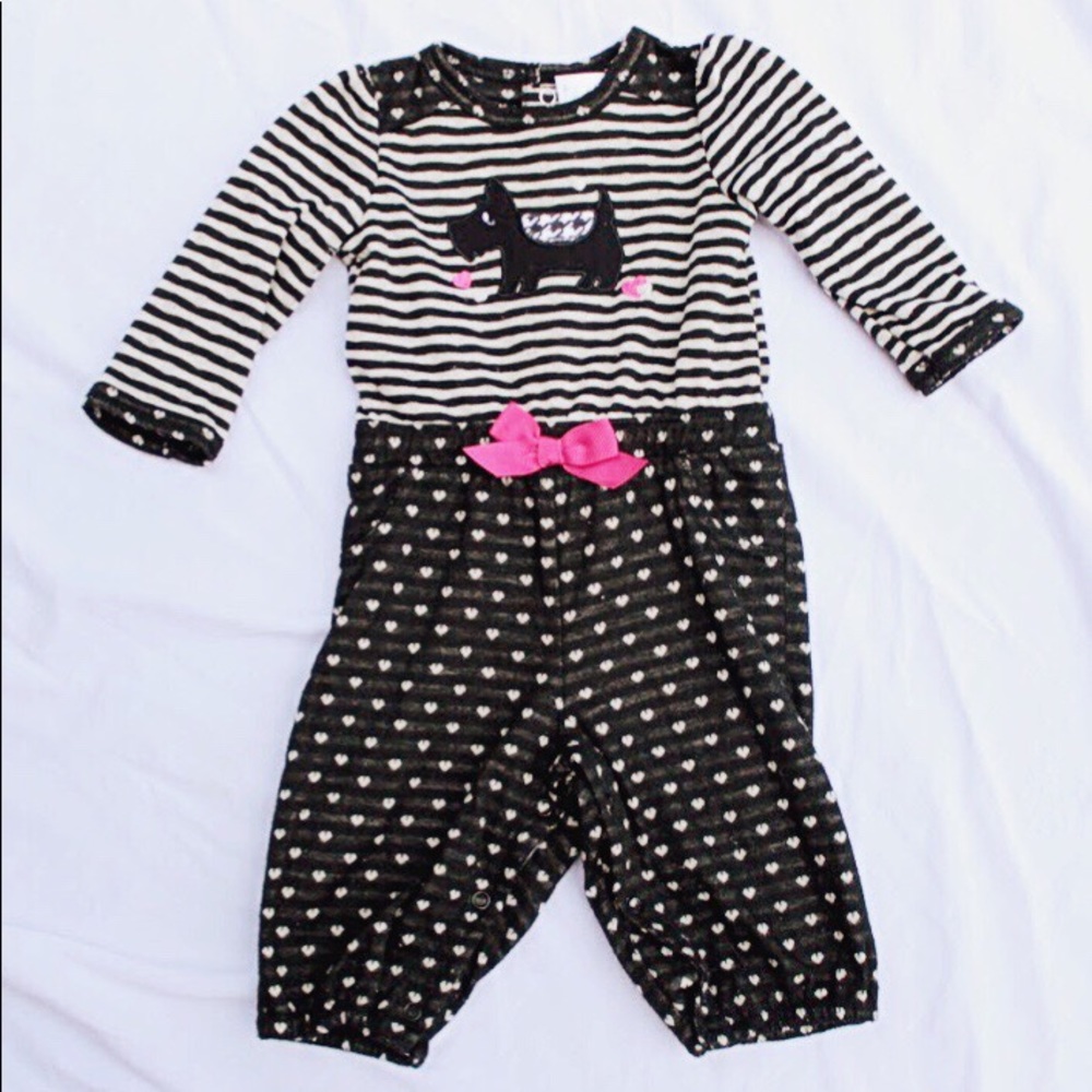 Striped with Hearts Scotty Dog Long Sleeve Jumper